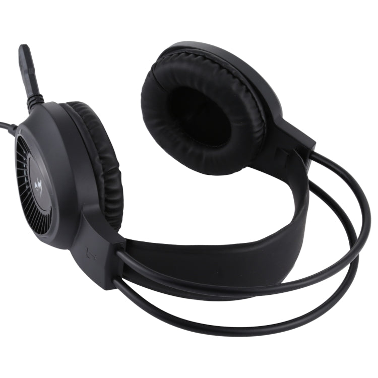 HAMTOD V1000 Dual-3.5mm Plug Interface Gaming Headphone Headset with Mic & RGB LED Light, Cable Length: 2.1m(Black)