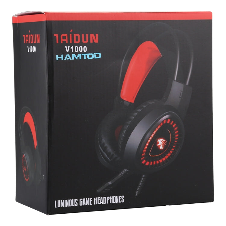 HAMTOD V1000 Dual-3.5mm Plug Interface Gaming Headphone Headset with Mic & RGB LED Light, Cable Length: 2.1m(Black)