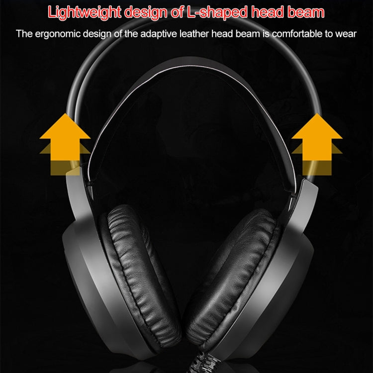 HAMTOD V1000 Dual-3.5mm Plug Interface Gaming Headphone Headset with Mic & RGB LED Light, Cable Length: 2.1m(Black)