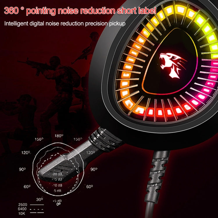 HAMTOD V1000 Dual-3.5mm Plug Interface Gaming Headphone Headset with Mic & RGB LED Light, Cable Length: 2.1m(Black)