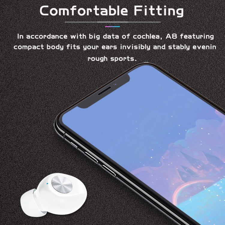 TWS-A8 Bluetooth 5.0 Mini True Wireless Stereo Sports Bluetooth Earphone with Charging Box