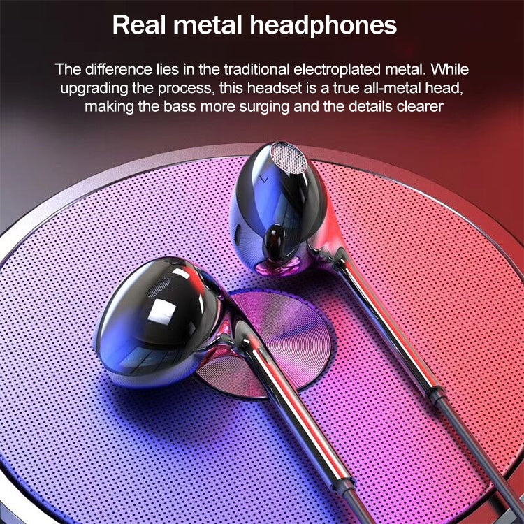 3.5mm Plug In-Ear Wired Stereo Metal Earphone with Mic