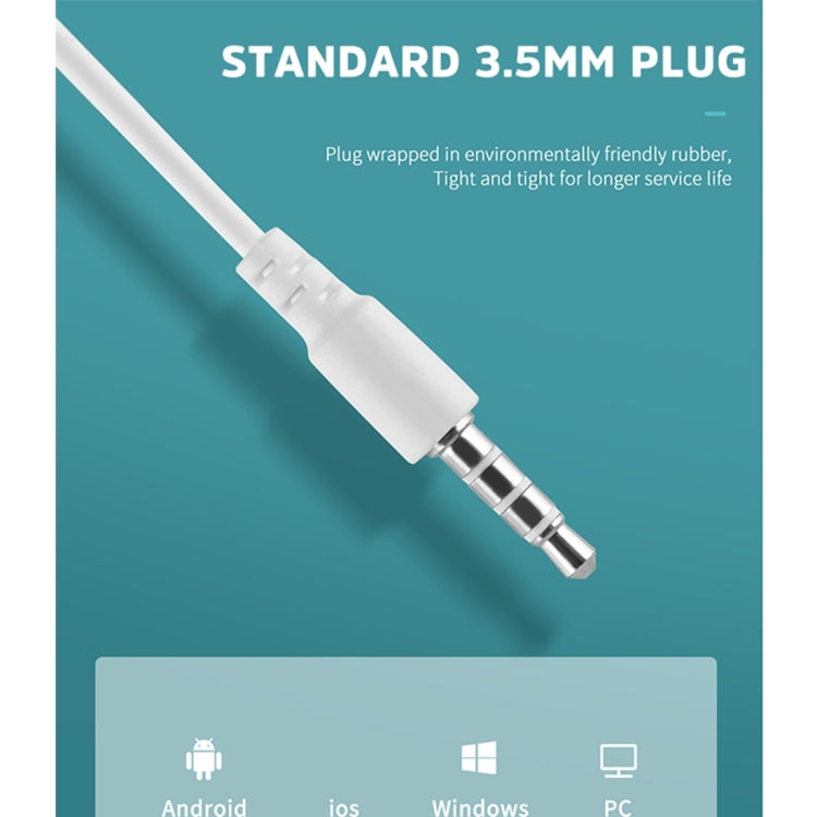 KIVEE KV-MT37 3.5mm Jack Wire-controlled Wired Music Earphone, Supports Calls, Cable Length: 1.2m (White)