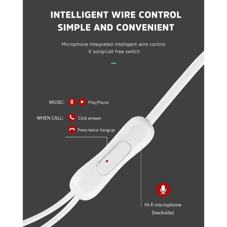 KIVEE KV-MT39 3.5mm Jack Wire-controlled Wired Music Earphone, Supports Calls, Cable Length: 1.2m (White)
