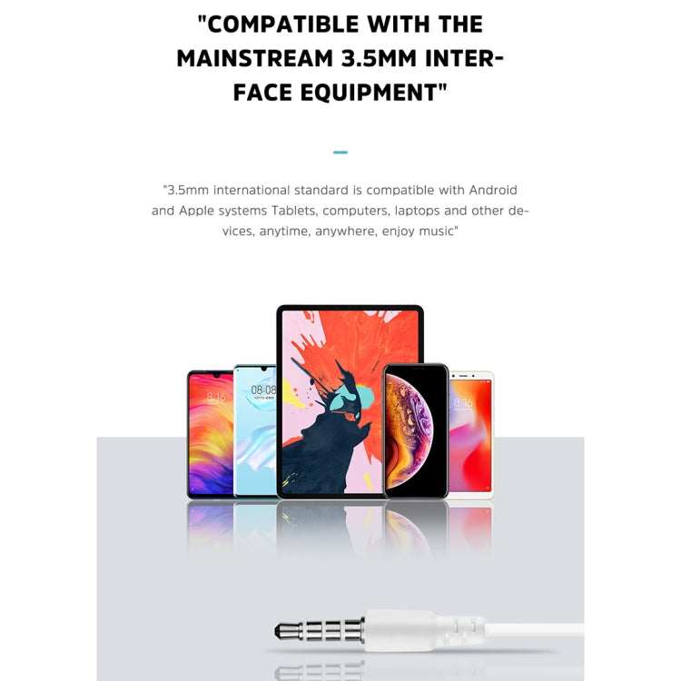 KIVEE KV-MT39 3.5mm Jack Wire-controlled Wired Music Earphone, Supports Calls, Cable Length: 1.2m (White)