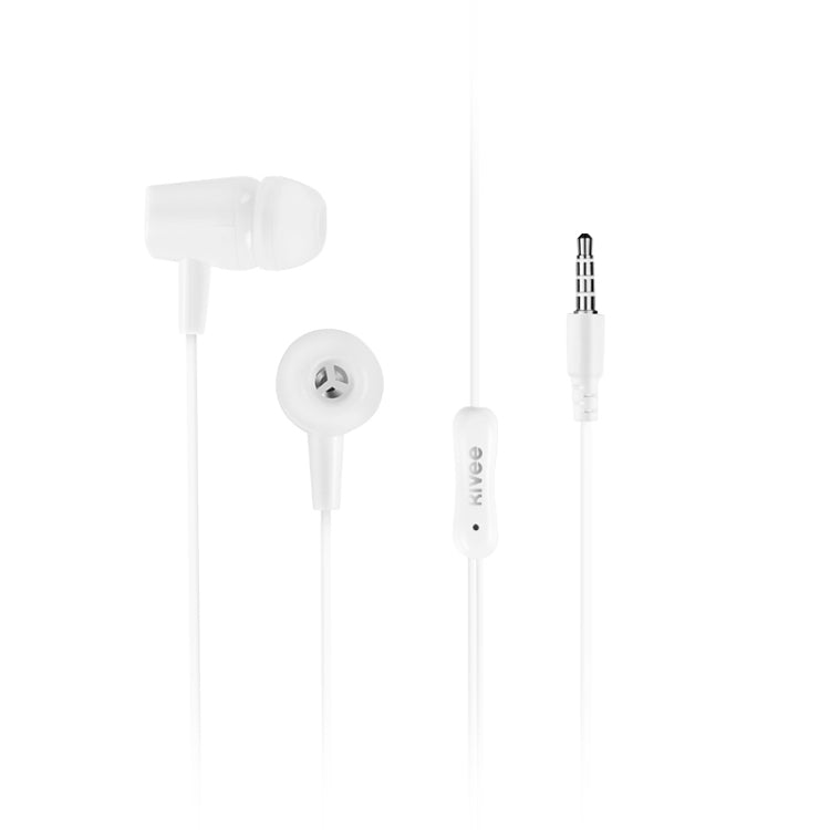 KIVEE KV-MT50 3.5mm Jack Wire-controlled Wired Music Earphone, Supports Calls, Cable Length: 1.2m (White)