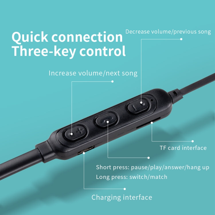 KIVEE KV-TW33 Bluetooth 5.0 Neck Hanging Bluetooth Earphone, Support Call & TF Card (Black)