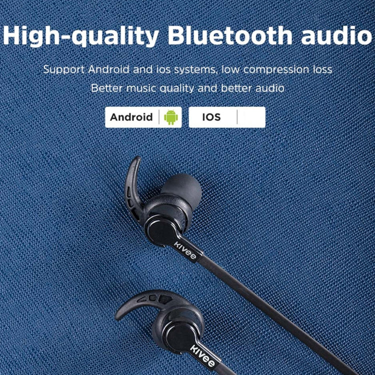 KIVEE KV-TW33 Bluetooth 5.0 Neck Hanging Bluetooth Earphone, Support Call & TF Card (Black)