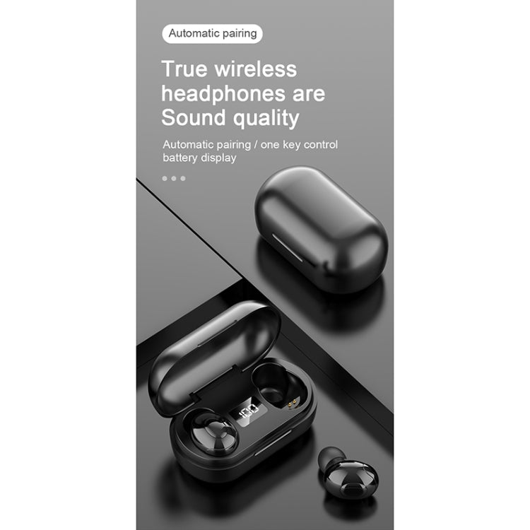 T8 TWS Intelligent Noise Cancelling IPX6 Waterproof Bluetooth Earphone with Magnetic Charging Box & Digital Display, Support Automatic Pairing & HD Call & Voice Assistant