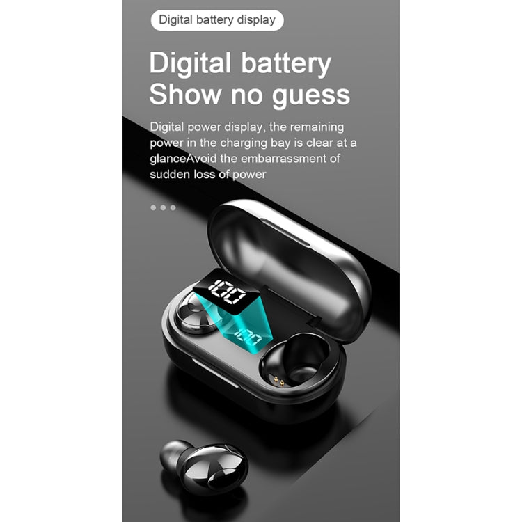 T8 TWS Intelligent Noise Cancelling IPX6 Waterproof Bluetooth Earphone with Magnetic Charging Box & Digital Display, Support Automatic Pairing & HD Call & Voice Assistant