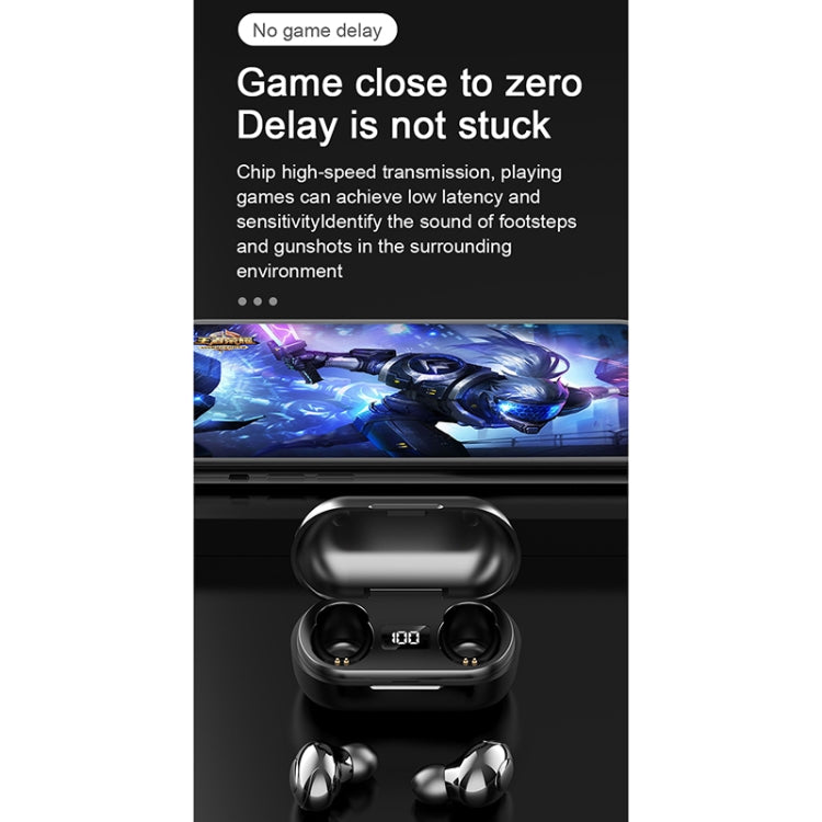 T8 TWS Intelligent Noise Cancelling IPX6 Waterproof Bluetooth Earphone with Magnetic Charging Box & Digital Display, Support Automatic Pairing & HD Call & Voice Assistant
