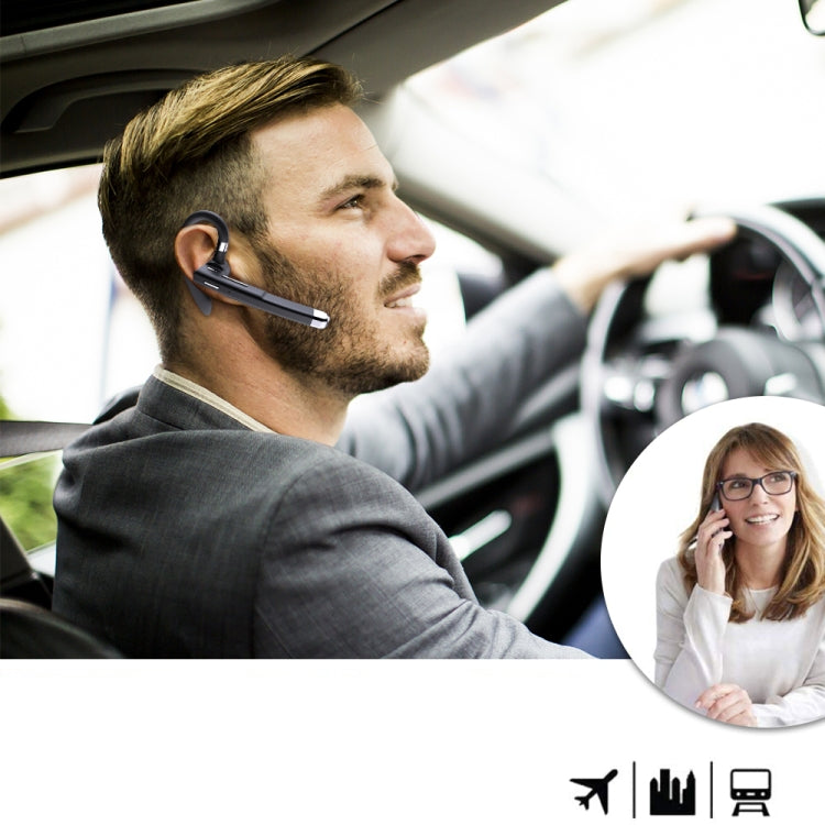 YYK-520 Single Rotatable Ear-hanging Business Bluetooth Earphone with Charging Box & Digital Display, Support Call & Redial The Last Call