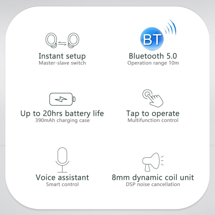 [HK Warehouse] Blackview AirBuds 1 TWS Noise Cancelling Wireless Bluetooth Earphone with Charging Box, Support Auto Pairing & Auto Play Music & Voice Assistant(Black)