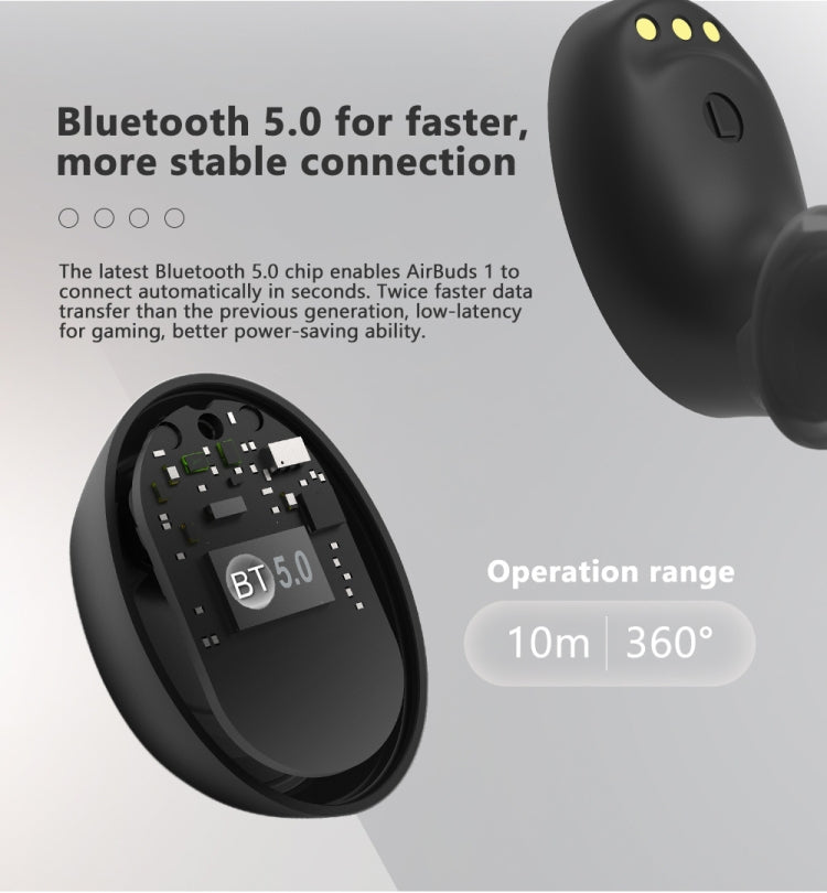 [HK Warehouse] Blackview AirBuds 1 TWS Noise Cancelling Wireless Bluetooth Earphone with Charging Box, Support Auto Pairing & Auto Play Music & Voice Assistant(Black)