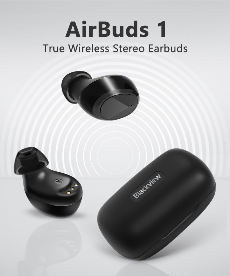 [HK Warehouse] Blackview AirBuds 1 TWS Noise Cancelling Wireless Bluetooth Earphone with Charging Box, Support Auto Pairing & Auto Play Music & Voice Assistant(Black)