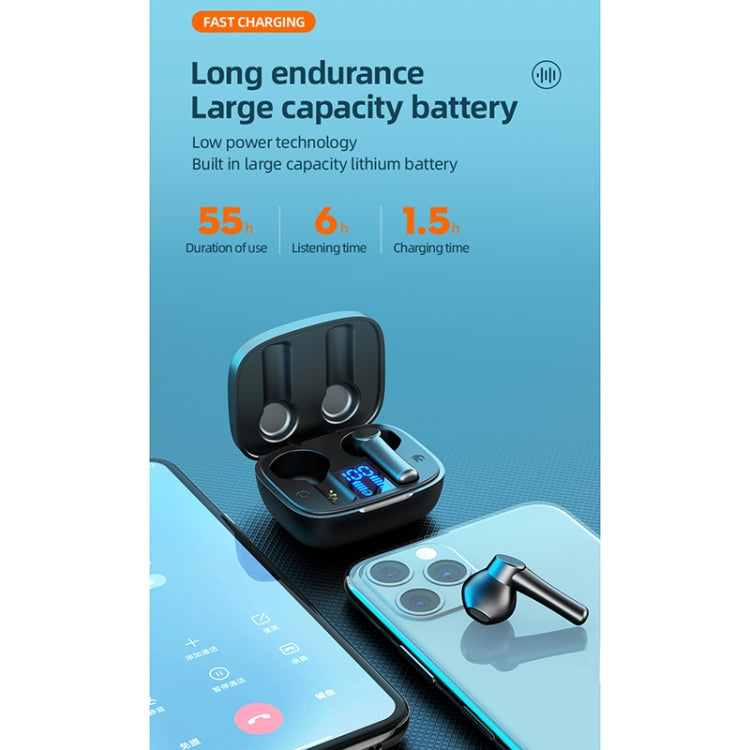 LB-8 Bluetooth 5.0 Stereo Wireless Bluetooth Earphone with Charging Box & LED Battery Display, Support Fingerprint Touch & Call & Voice Assistant & Switch Between Chinese and English