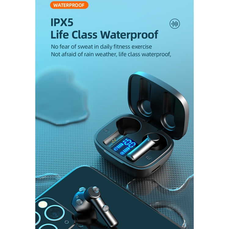 LB-8 Bluetooth 5.0 Stereo Wireless Bluetooth Earphone with Charging Box & LED Battery Display, Support Fingerprint Touch & Call & Voice Assistant & Switch Between Chinese and English