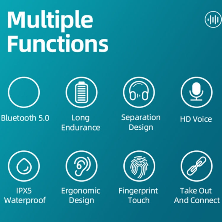 LB-8 Bluetooth 5.0 Stereo Wireless Bluetooth Earphone with Charging Box & LED Battery Display, Support Fingerprint Touch & Call & Voice Assistant & Switch Between Chinese and English
