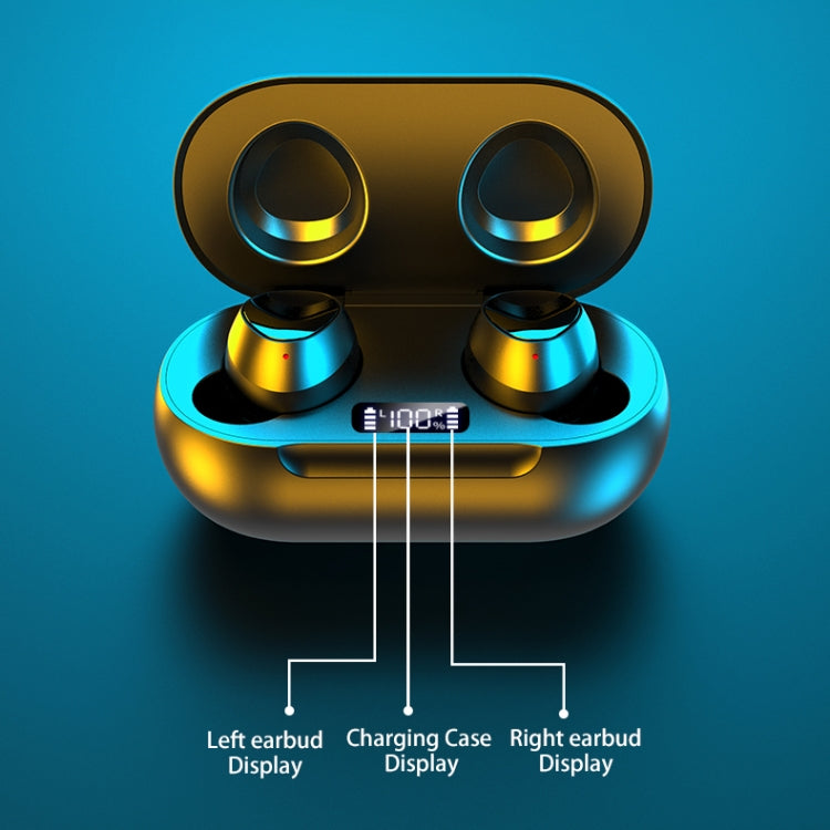 R185 Bluetooth 5.0 TWS Digital Display Wireless Bluetooth Earphone with Charging Box, Support Touch & Siri & Battery Display & Wireless Charging
