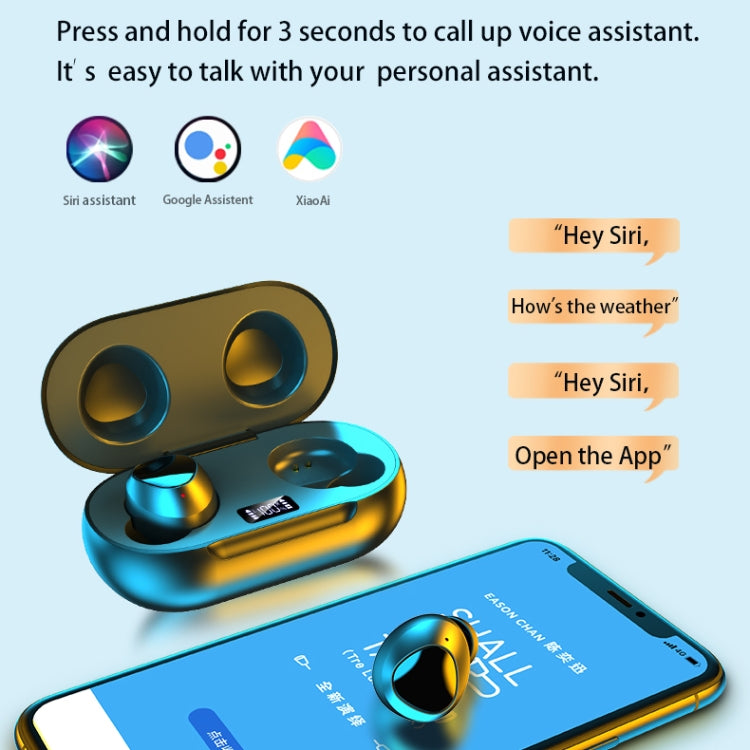 R185 Bluetooth 5.0 TWS Digital Display Wireless Bluetooth Earphone with Charging Box, Support Touch & Siri & Battery Display & Wireless Charging