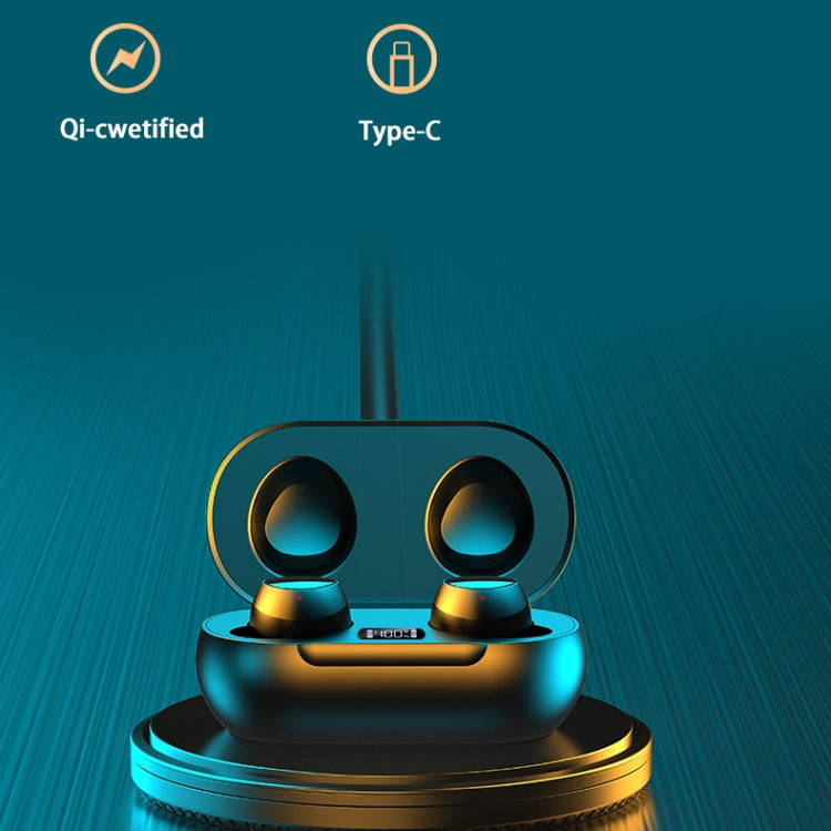 R185 Bluetooth 5.0 TWS Digital Display Wireless Bluetooth Earphone with Charging Box, Support Touch & Siri & Battery Display & Wireless Charging