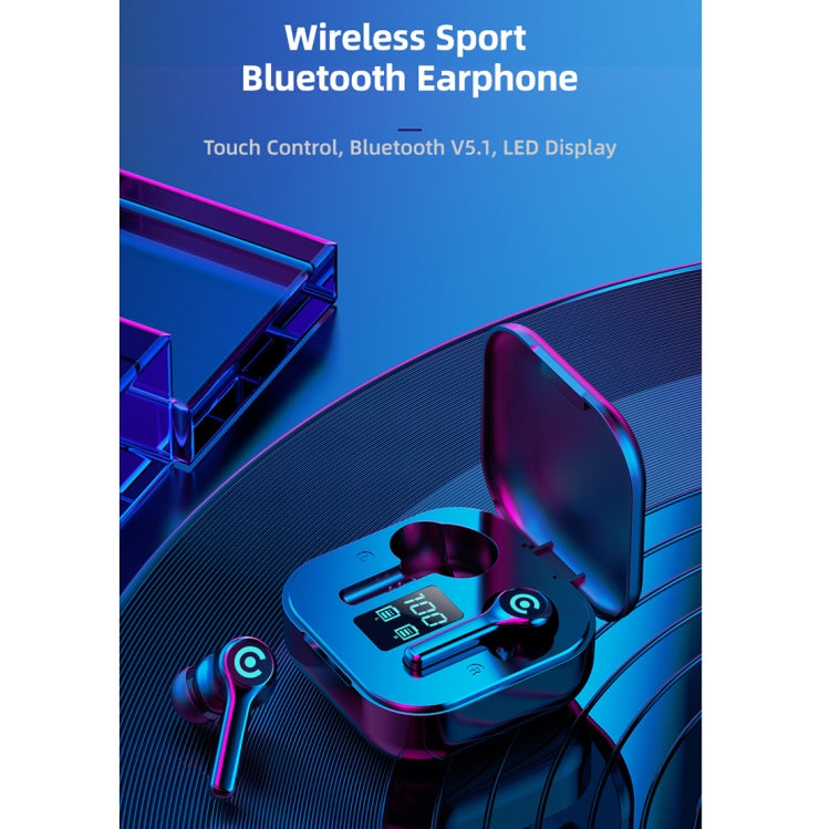 ES1 Bluetooth 5.1 TWS Digital Display Touch Wireless Bluetooth Earphone with Charging Box