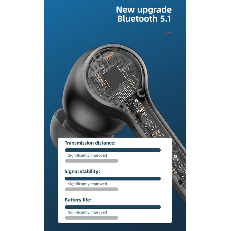 L10S Bluetooth 5.1 TWS Digital Display Touch Wireless Bluetooth Earphone with Charging Box