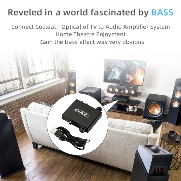 YP025 192KHz SPDIF / Optical / Toslink / Coaxial to 3.5mm and RCA DAC Tuning Digital-analog Converter