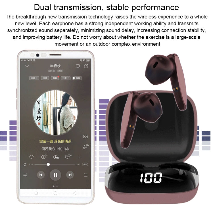 V58 Bluetooth 5.0 TWS Digital Display Sports Bluetooth Earphone