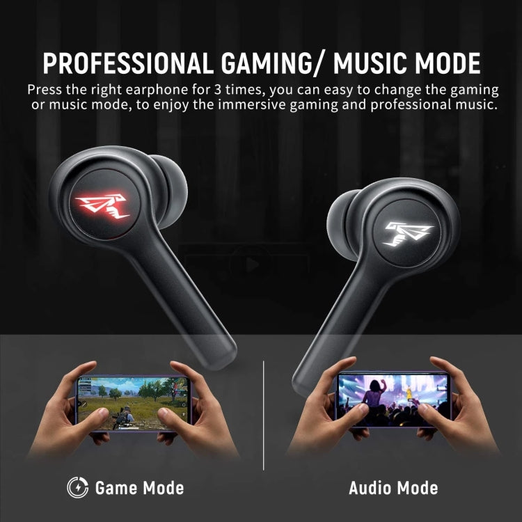 GX501 Bluetooth 5.0 True Wireless Gaming Bluetooth Earphone, Wireless Charging Version (Black)