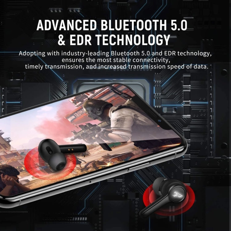 GX501 Bluetooth 5.0 True Wireless Gaming Bluetooth Earphone, Wireless Charging Version (Black)