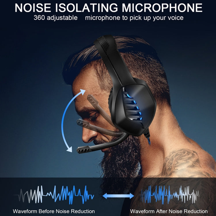 J1 PC Computer E-sports Gaming RGB Light Stereo Wired Headset with Microphone