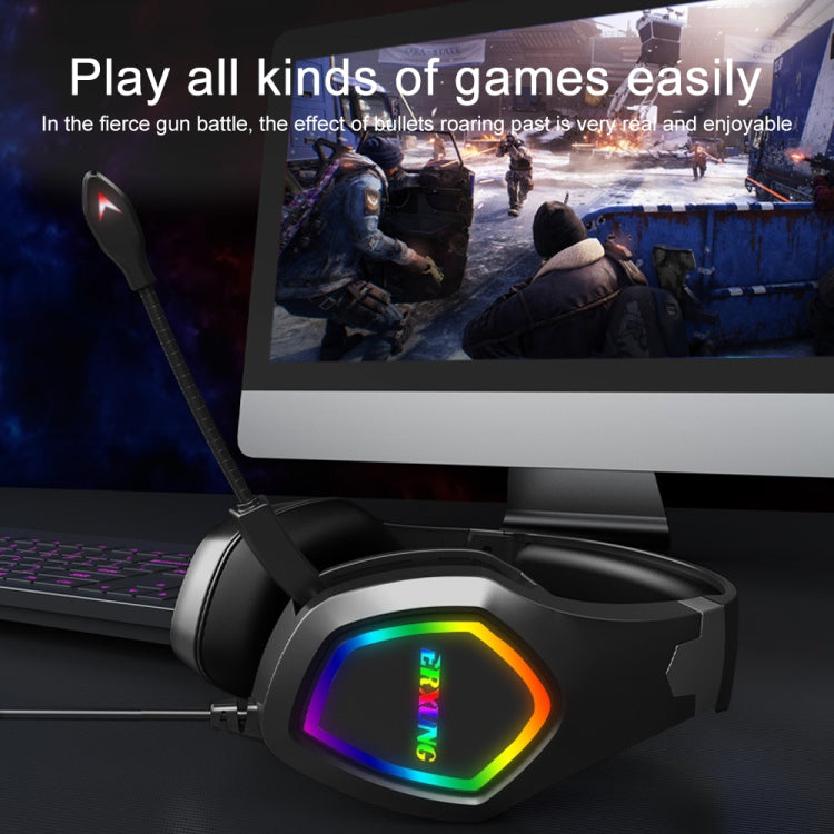 J20 PC Computer E-sports Gaming RGB Light Wired Headset with Microphone (Black)