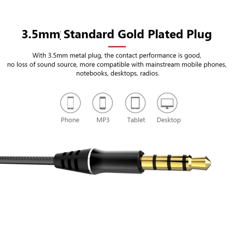 S2000 3.5mm Interface E-sports Chicken Game Wired Earphone with Wire-controlled Microphone