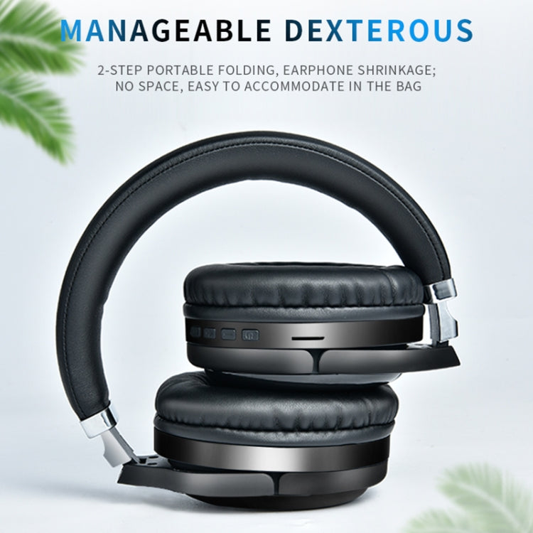 TM061 Foldable Bluetooth 5.0 Wireless Headset, Support TF Card (Silver)