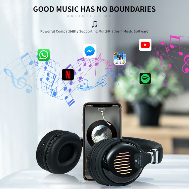 TM061 Foldable Bluetooth 5.0 Wireless Headset, Support TF Card (Silver)