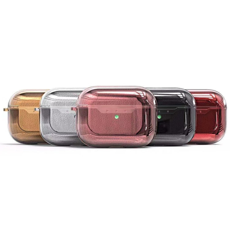 For AirPods Pro Leather Texture Plating Wireless Earphone Protective Case