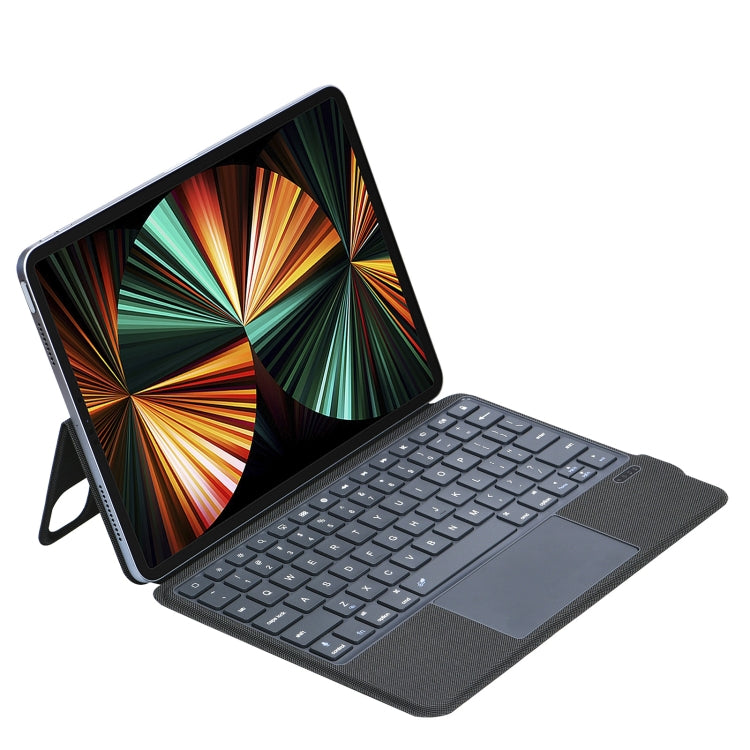 P3125-6 Grid Bluetooth Keyboard Leather Case with Touch Pad For iPad Air 5 10.9 2022 / Air 4 10.9 2020 / iPad Pro 11 2021/2020/2018(Black)