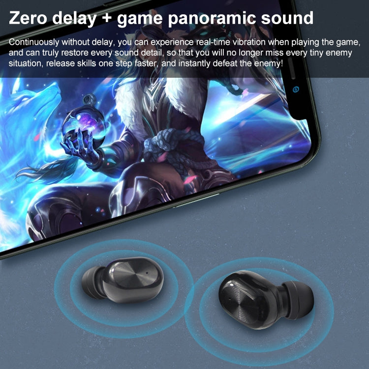 ETE-15 Waterproof Bluetooth 5.0 Binaural Touch Control TWS Wireless Earphones (Black)