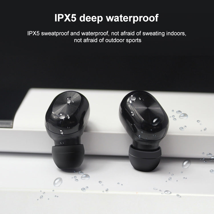 ETE-15 Waterproof Bluetooth 5.0 Binaural Touch Control TWS Wireless Earphones (Black)