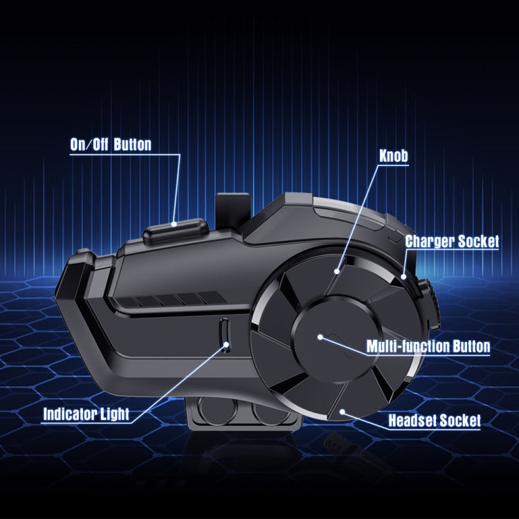 HY-1001 Bluetooth 5.0 Motorcycle Helmet Headset 800M 2 Riders Intercom Headset