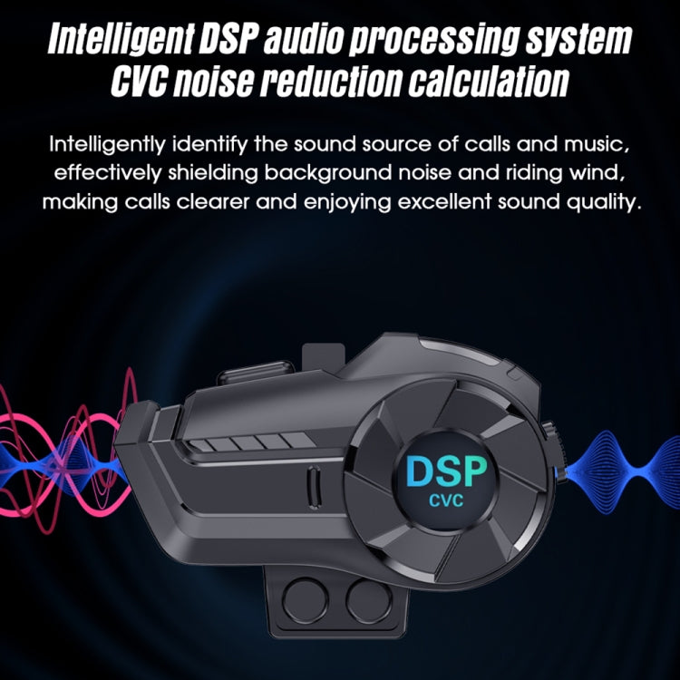 HY-1001 Bluetooth 5.0 Motorcycle Helmet Headset 800M 2 Riders Intercom Headset