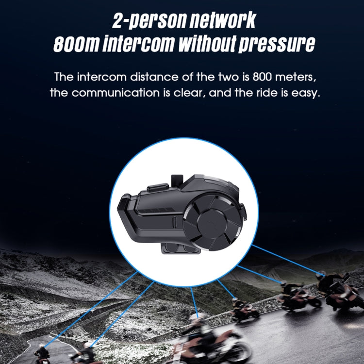 HY-1001 Bluetooth 5.0 Motorcycle Helmet Headset 800M 2 Riders Intercom Headset