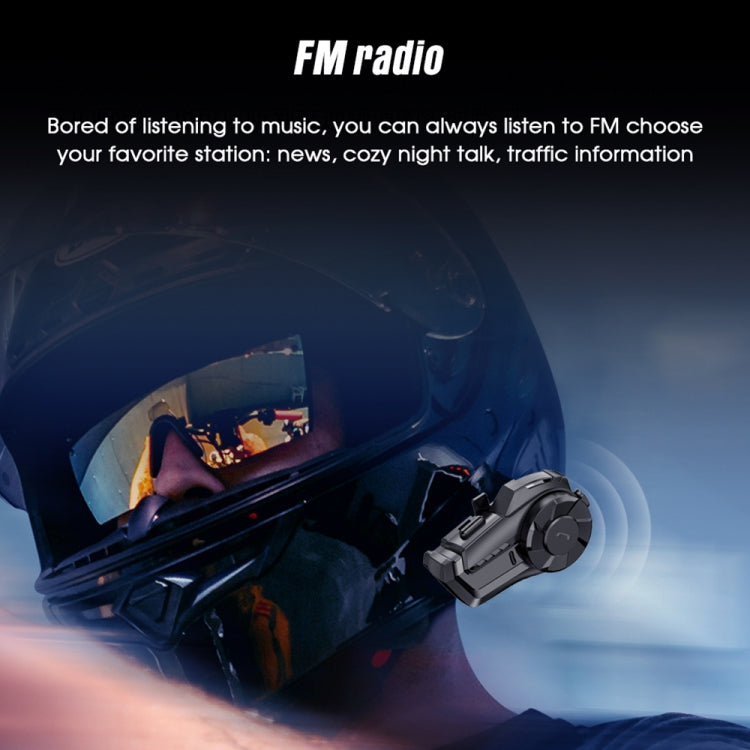 HY-1001 Bluetooth 5.0 Motorcycle Helmet Headset 800M 2 Riders Intercom Headset