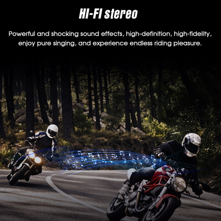HY-1001 Bluetooth 5.0 Motorcycle Helmet Headset 800M 2 Riders Intercom Headset