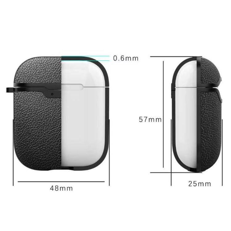 Litchi Texture TPU Earphones Shockproof Protective Case for Apple AirPods 1/2