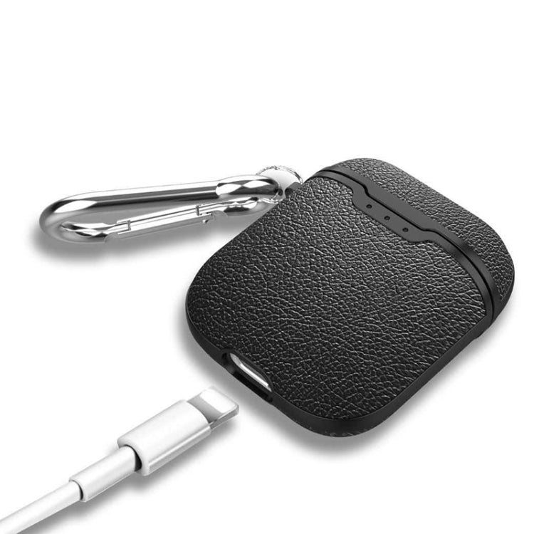 Litchi Texture TPU Earphones Shockproof Protective Case for Apple AirPods 1/2