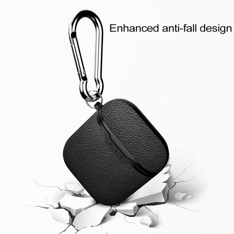 Litchi Texture TPU Earphones Shockproof Protective Case for Apple AirPods 1/2