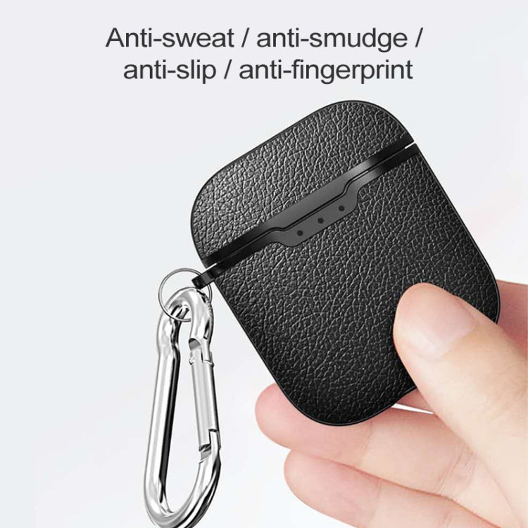 Litchi Texture TPU Earphones Shockproof Protective Case for Apple AirPods 1/2