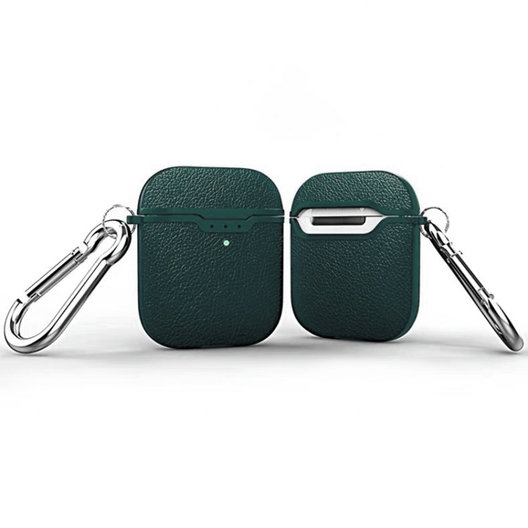 Litchi Texture TPU Earphones Wireless Edition Shockproof Protective Case for Apple AirPods 1/2